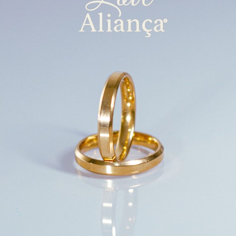 💍 Aliança Bianca Chanfrada 3mm Banhada a Ouro 18K - REF