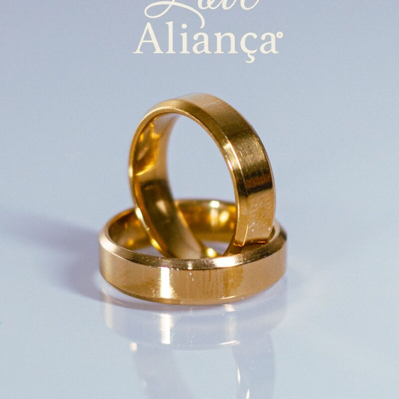 💍 Aliança Catarina Chanfrada 6mm Banhada a Ouro 18K - REF
